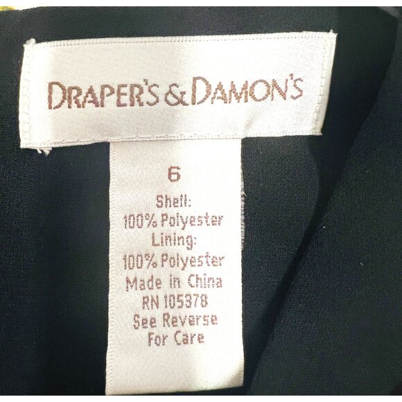 Drapers & Damons Womens Shift Dress Size 6 Black Polyester Lined 3/4 Sleeve - Picture 3 of 3